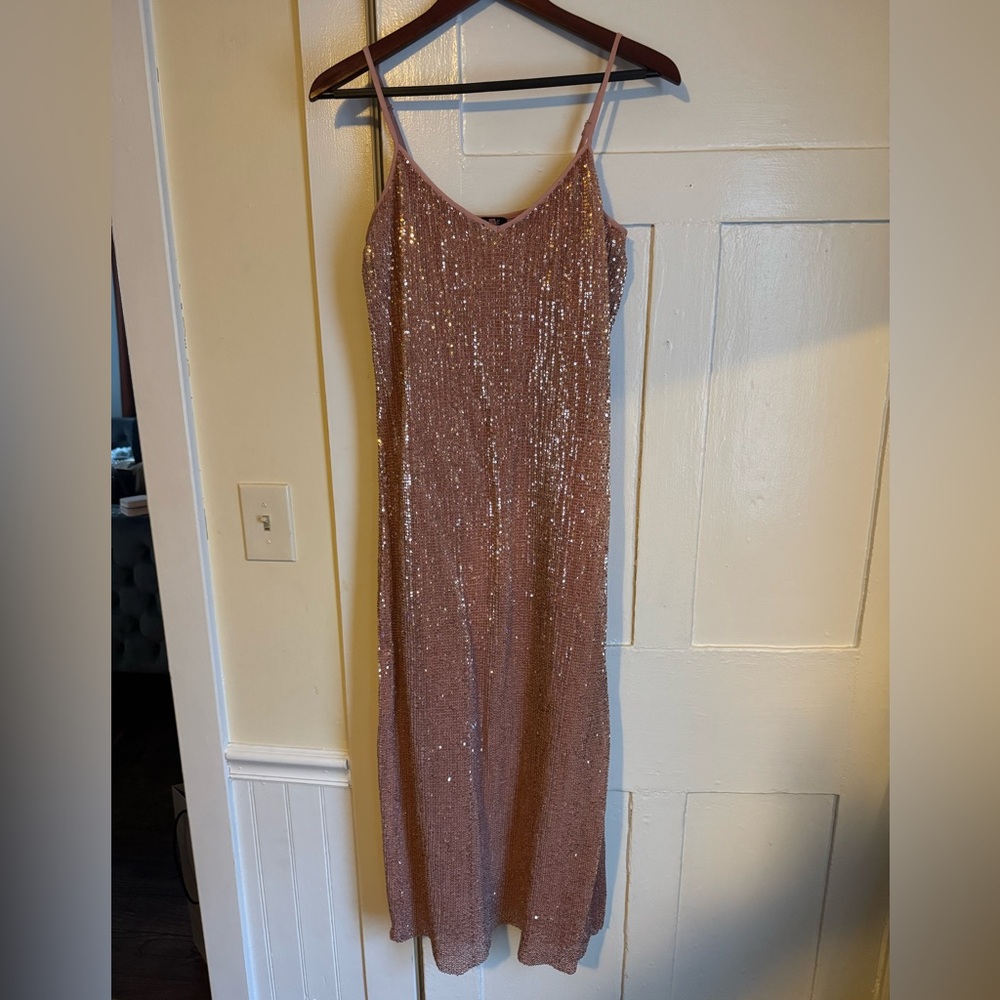 1. State Dramatic Pause Lustre Nude Sequin Midi S… - image 3